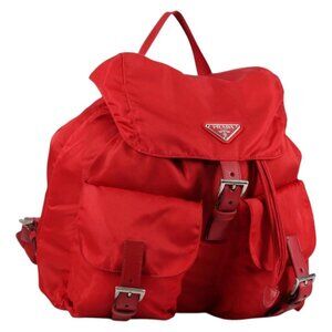 PRADA Backpack Nylon Red Silver Auth 137676